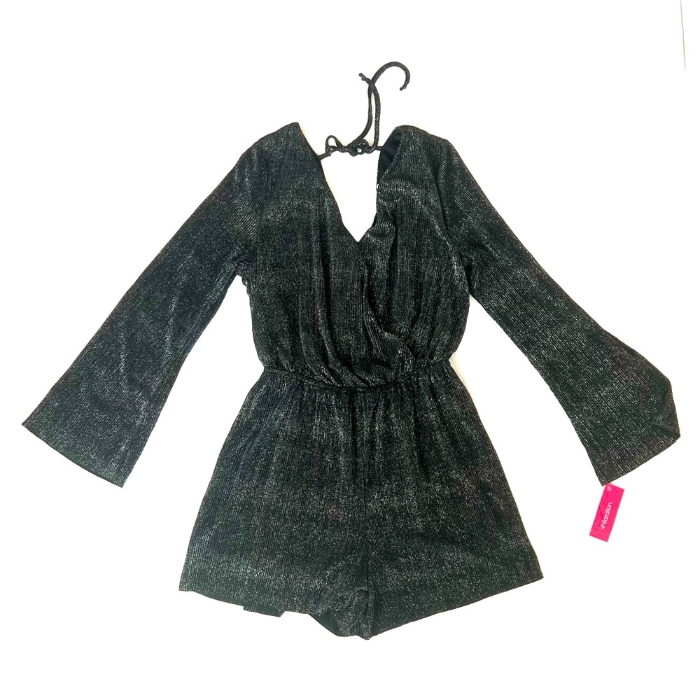 Xhilaration Metallic Romper Bell Sleeves